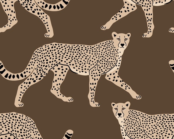 Walking Cheetah on Chestnut Brown
