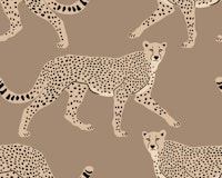 Walking Cheetah on Beaver Brown behang