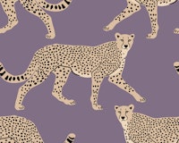 Walking Cheetah on Chinese Violet behang