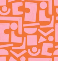 Modern Abstract Shapes Paint Pink and Orange ταπετσαρία