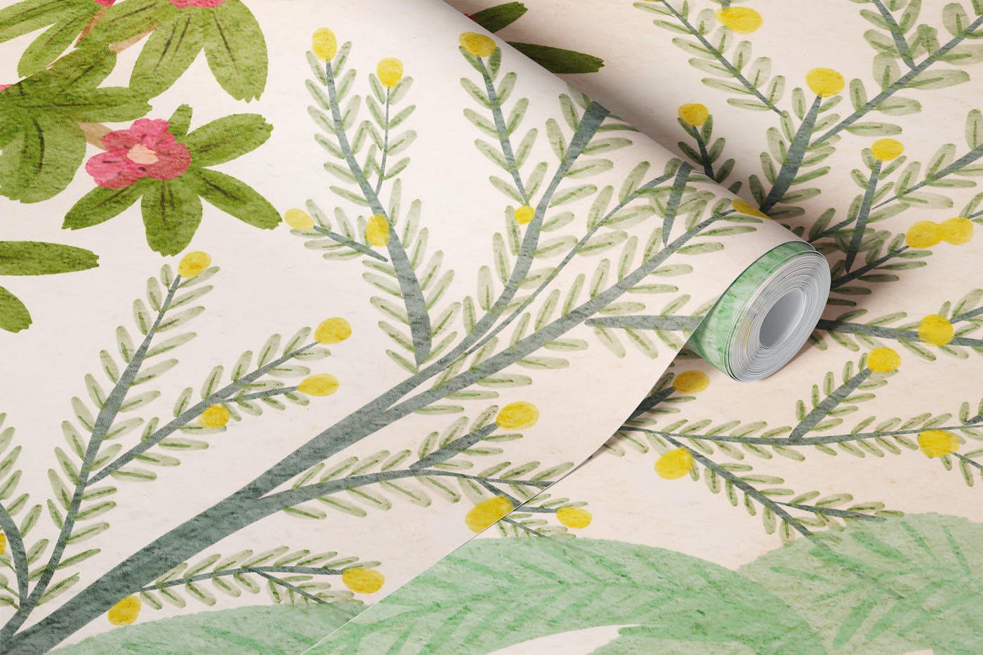 Tropical botanicals wallpaper roll