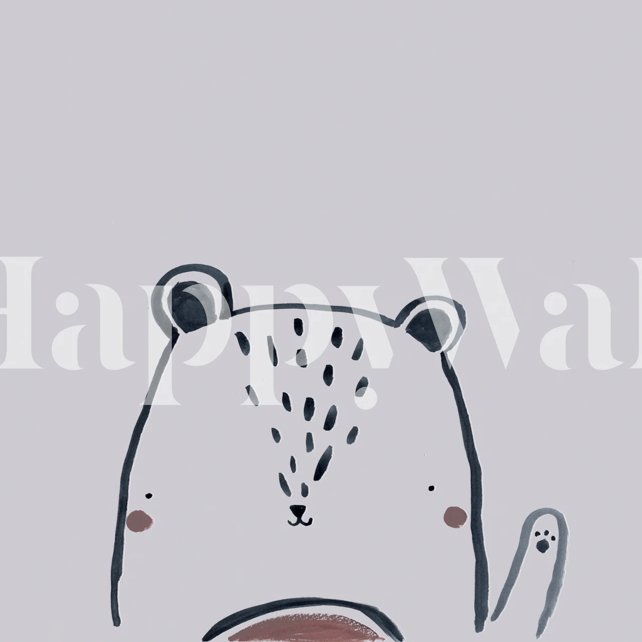 Cartoon bear with a friendly expression on a light background wallpaper