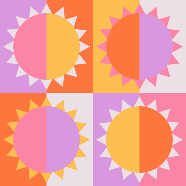 Bright retro sun