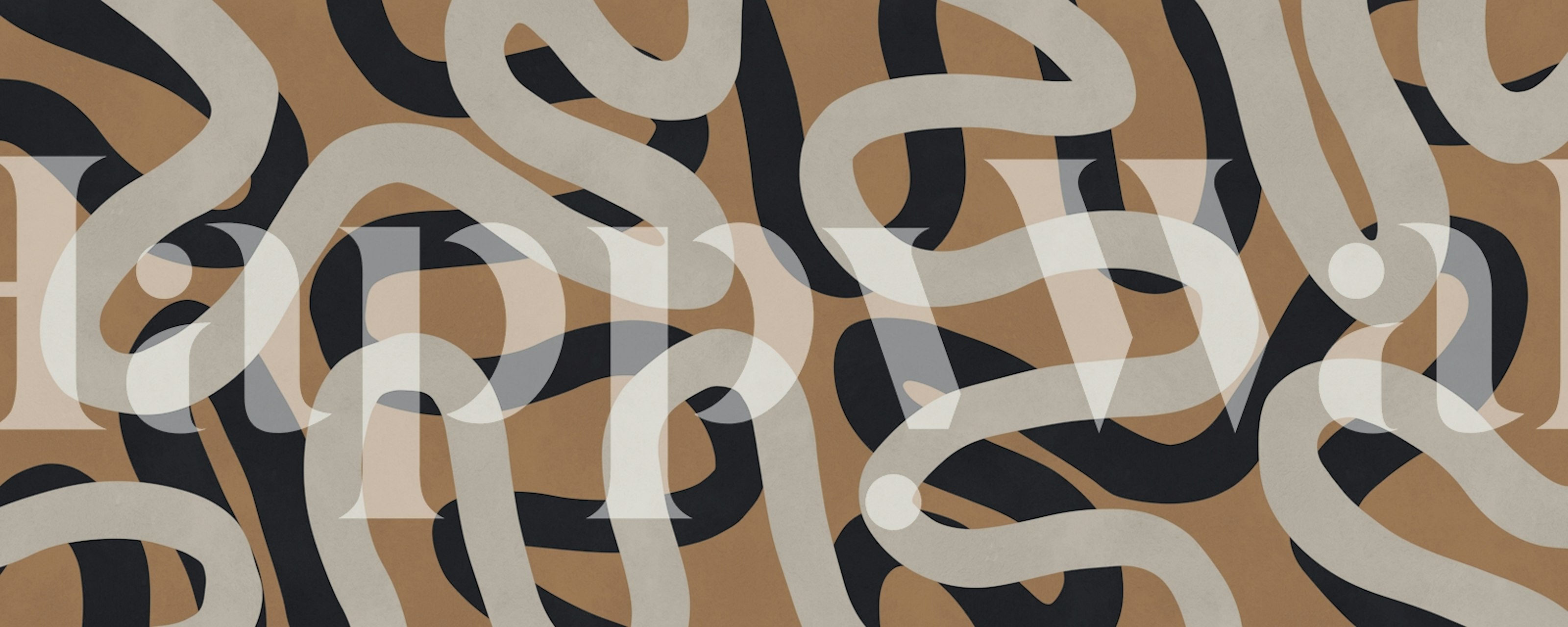 Abstract patterns in black and beige colors on wallpaper