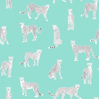 White Cheetah on Pale Robin Egg Blue carta da parati