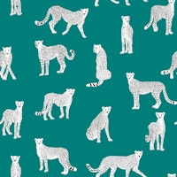 White Cheetah on Teal Blue carta da parati