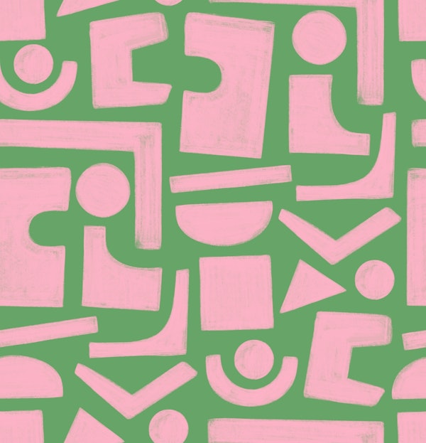 Large Geometric Shapes Pink and Green Painted