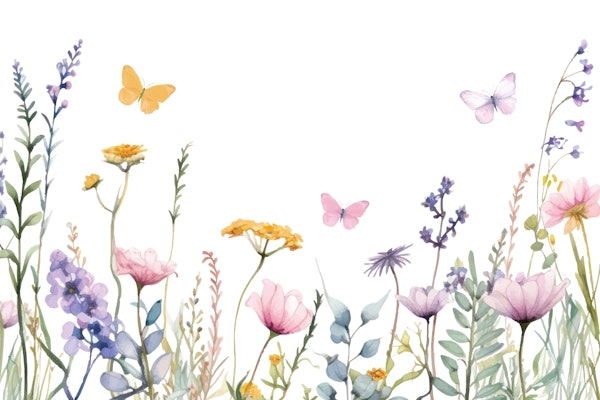 Wildflower and Butterfly Watercolor