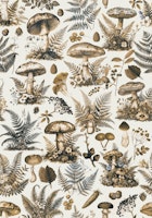 Woodland Forest Mushroom Fern Brown Beige papiers peint