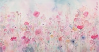 watercolour happy flowers bright pink ταπετσαρία