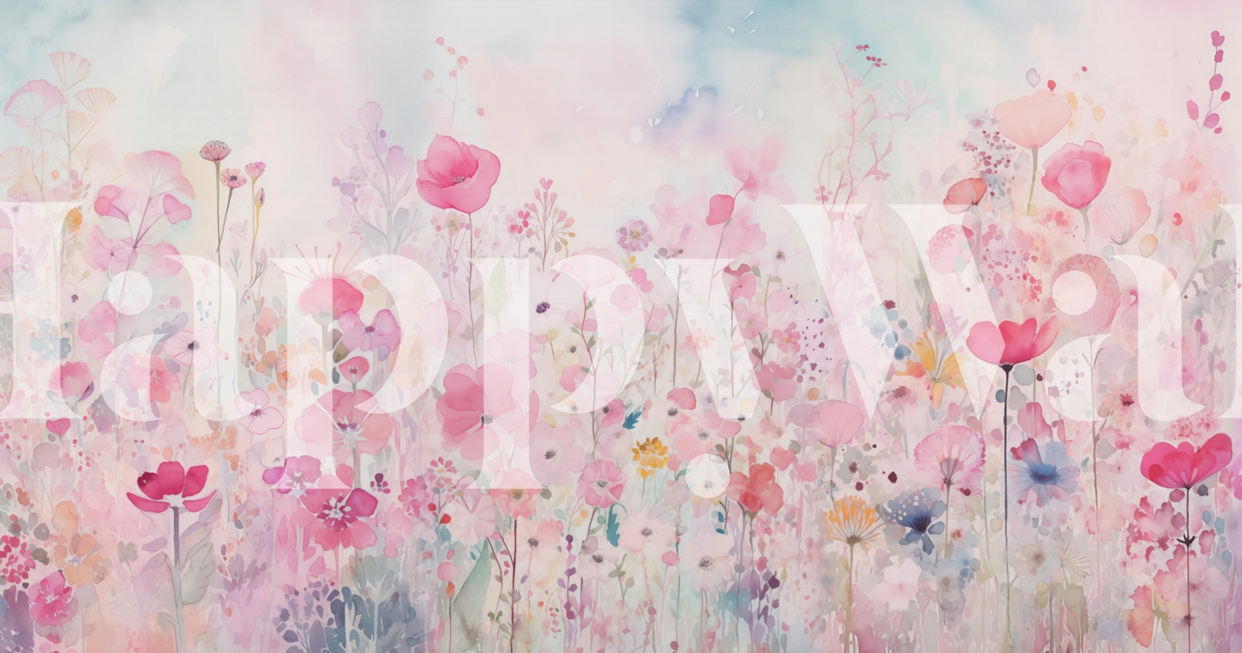 Bright pink watercolour flower i et rom