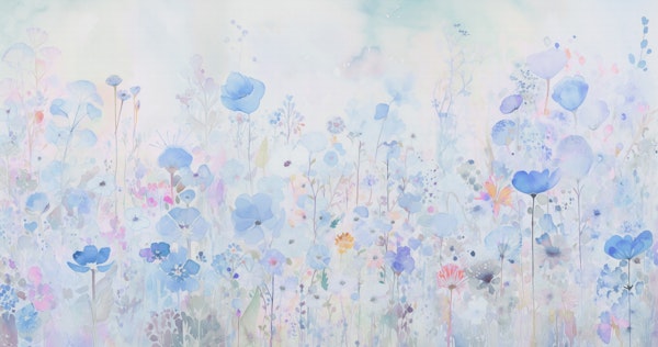 watercolour happy flowers blue