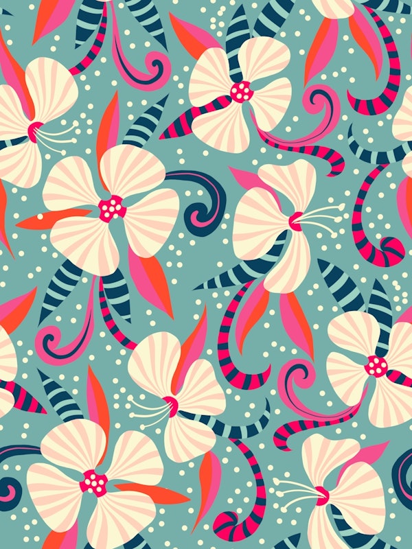 paradise flowers light blue