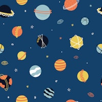 Scattered Planets, Stars, Galaxies on Navy wallpaper