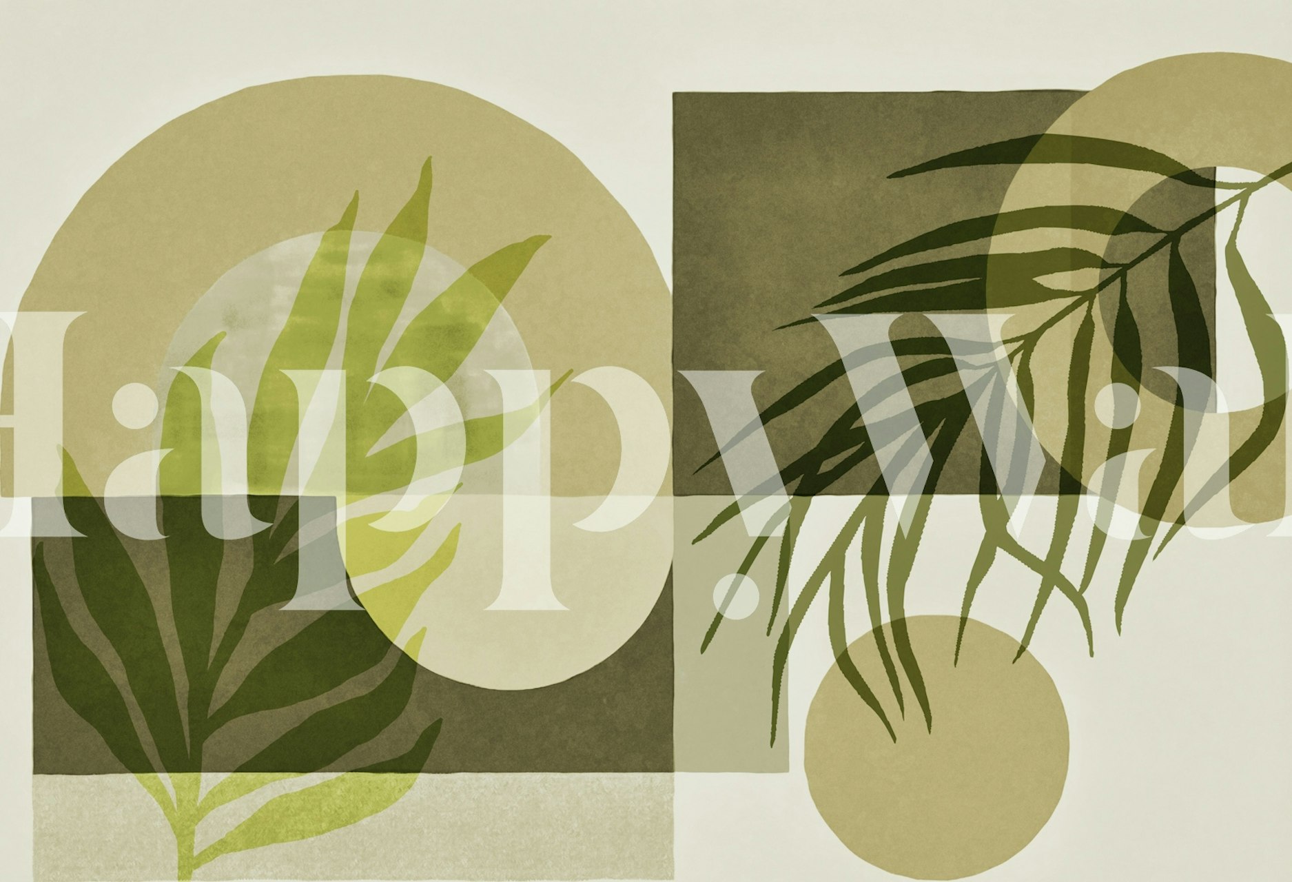 Contemporary Shapes And Leaves wandbekleding ontwerp