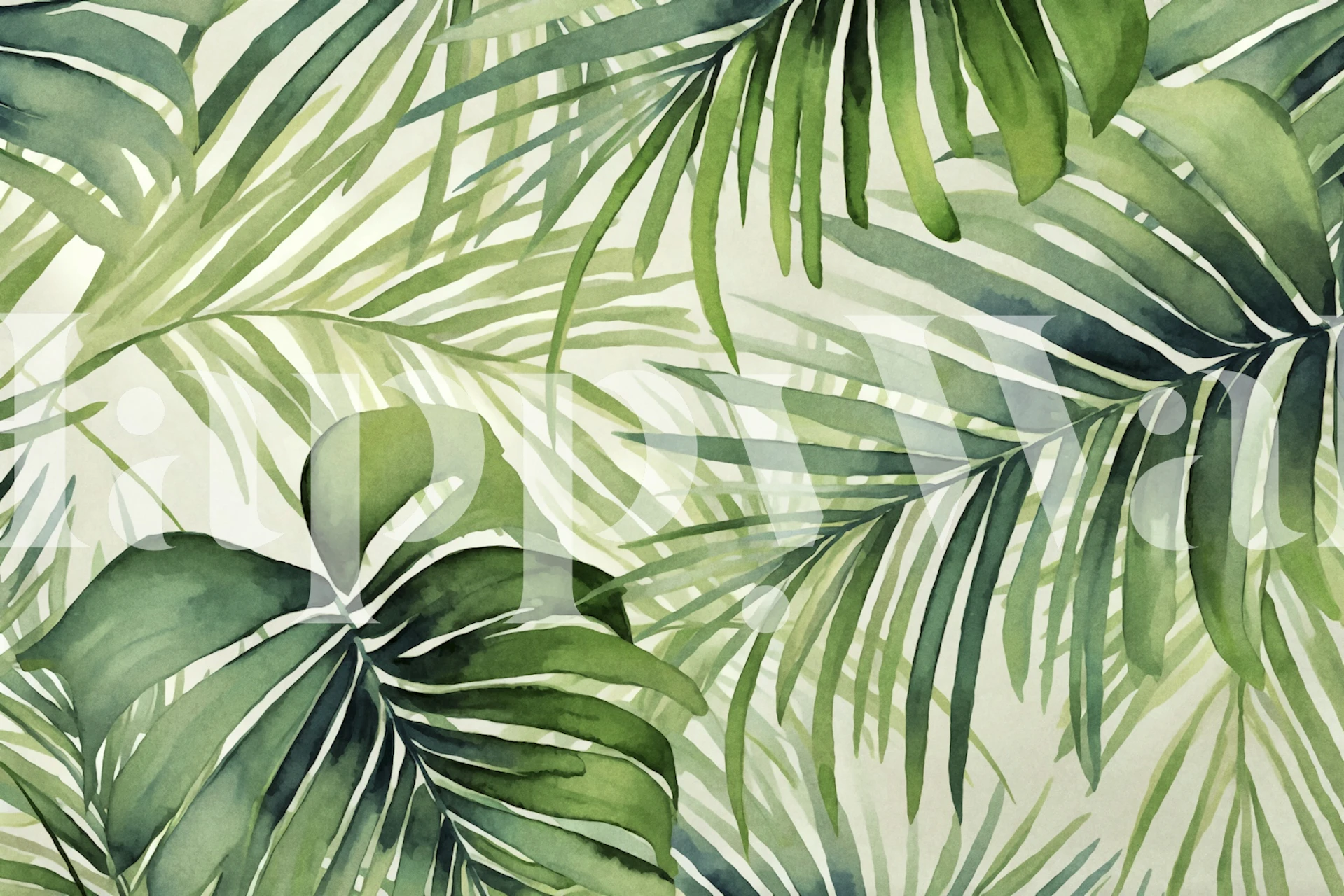 Green jungle wallpaper design in a room