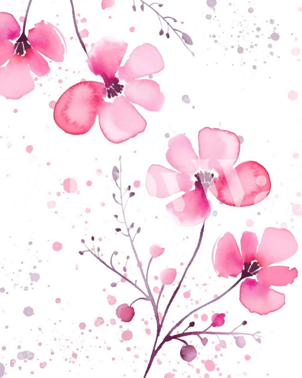 Teenager girl pink flowers tapetdesign i ett rum