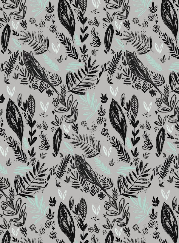 ink patterned jungle leaves