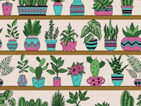 Shelves with Vase Plants 4 wallpaper