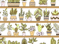 Shelves with Vase Plants 8 wallpaper