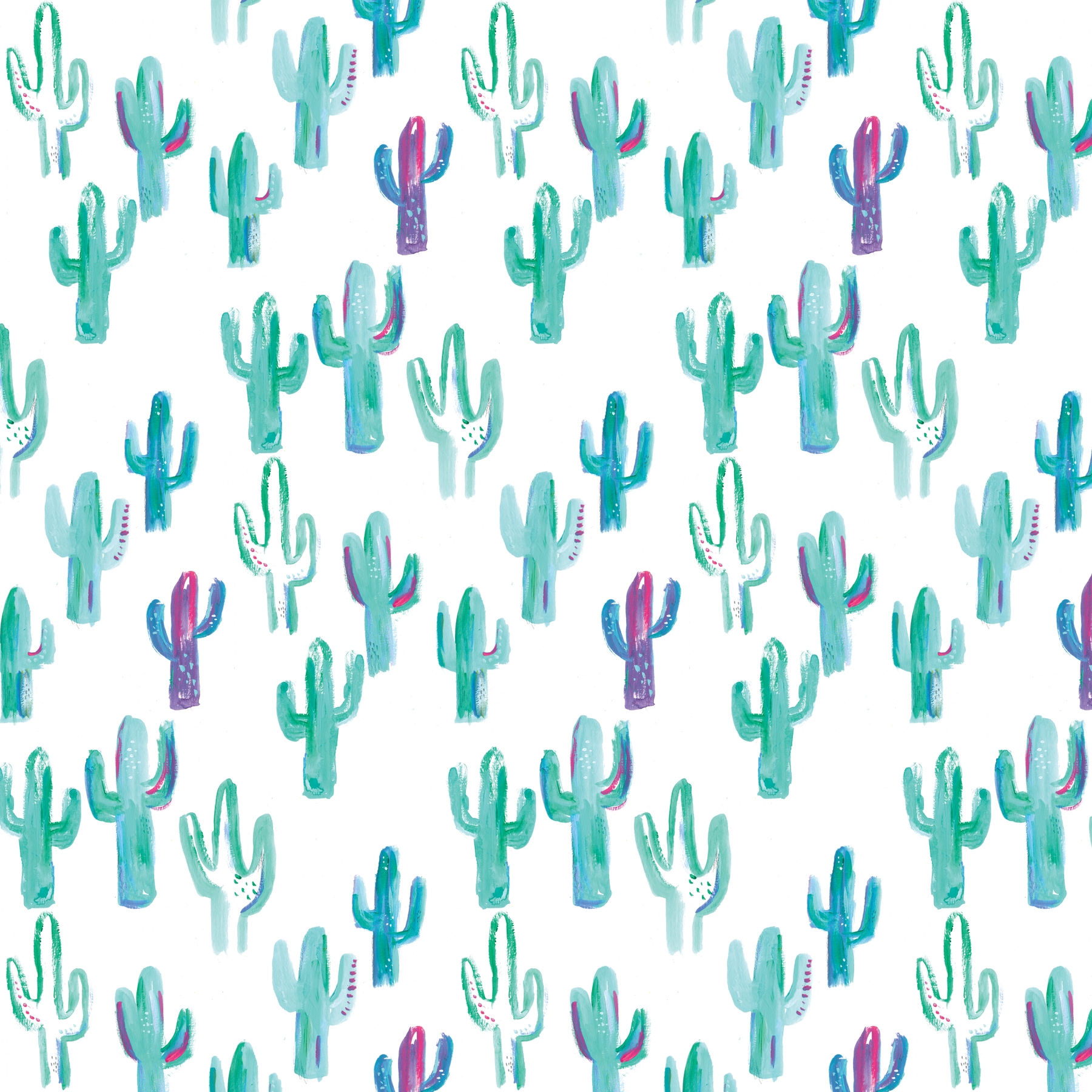 Painted Cacti Pattern Wallpaper - Buy Online at Happywall