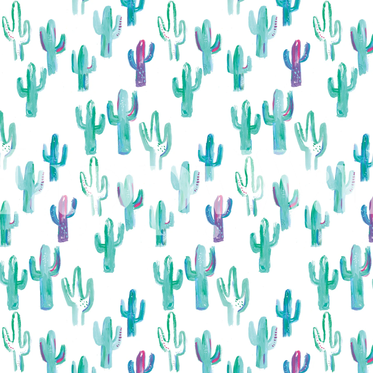 Tapeta Painted cacti pattern v pokoji