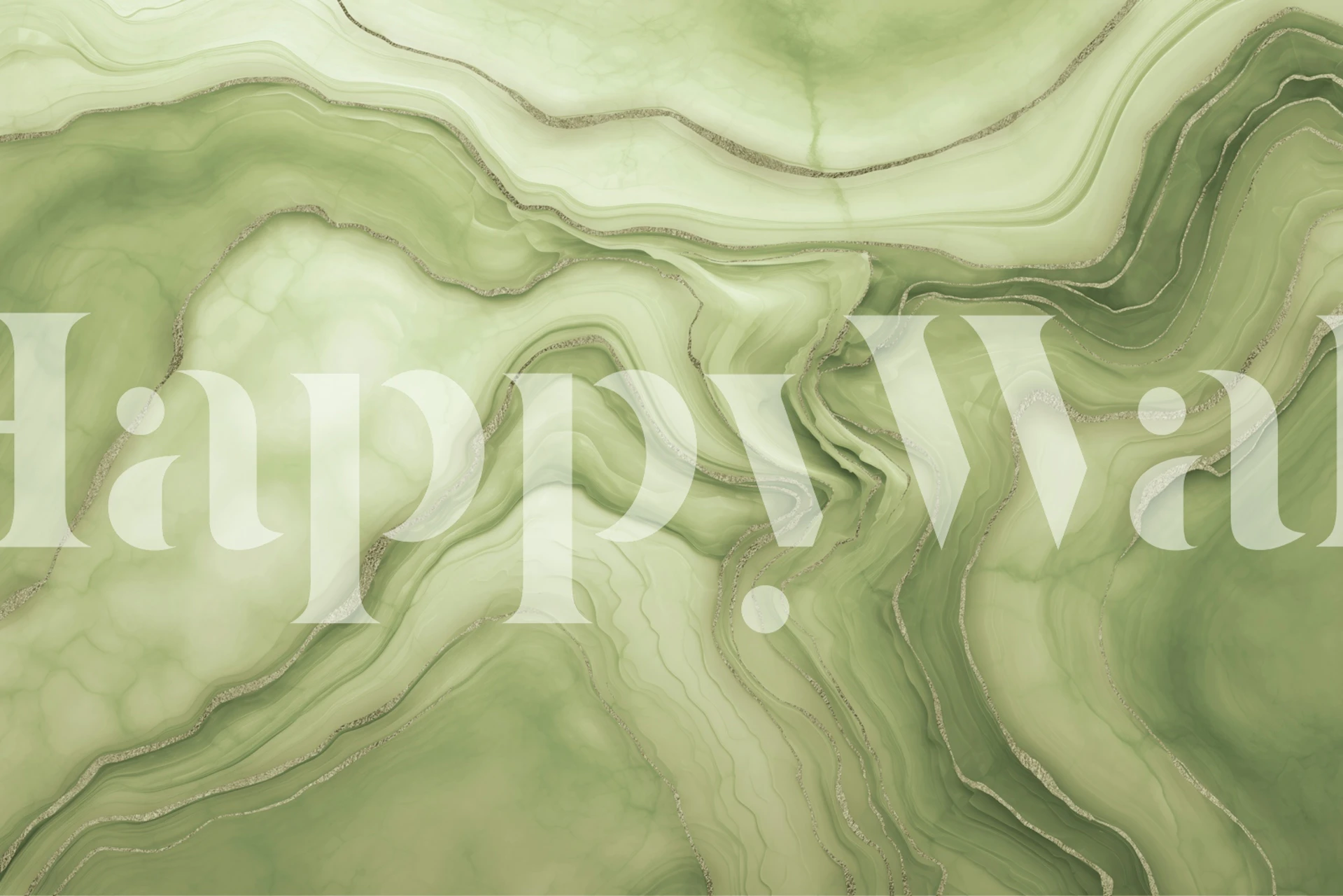 Green abstract marble design with flowing patterns wallpaper