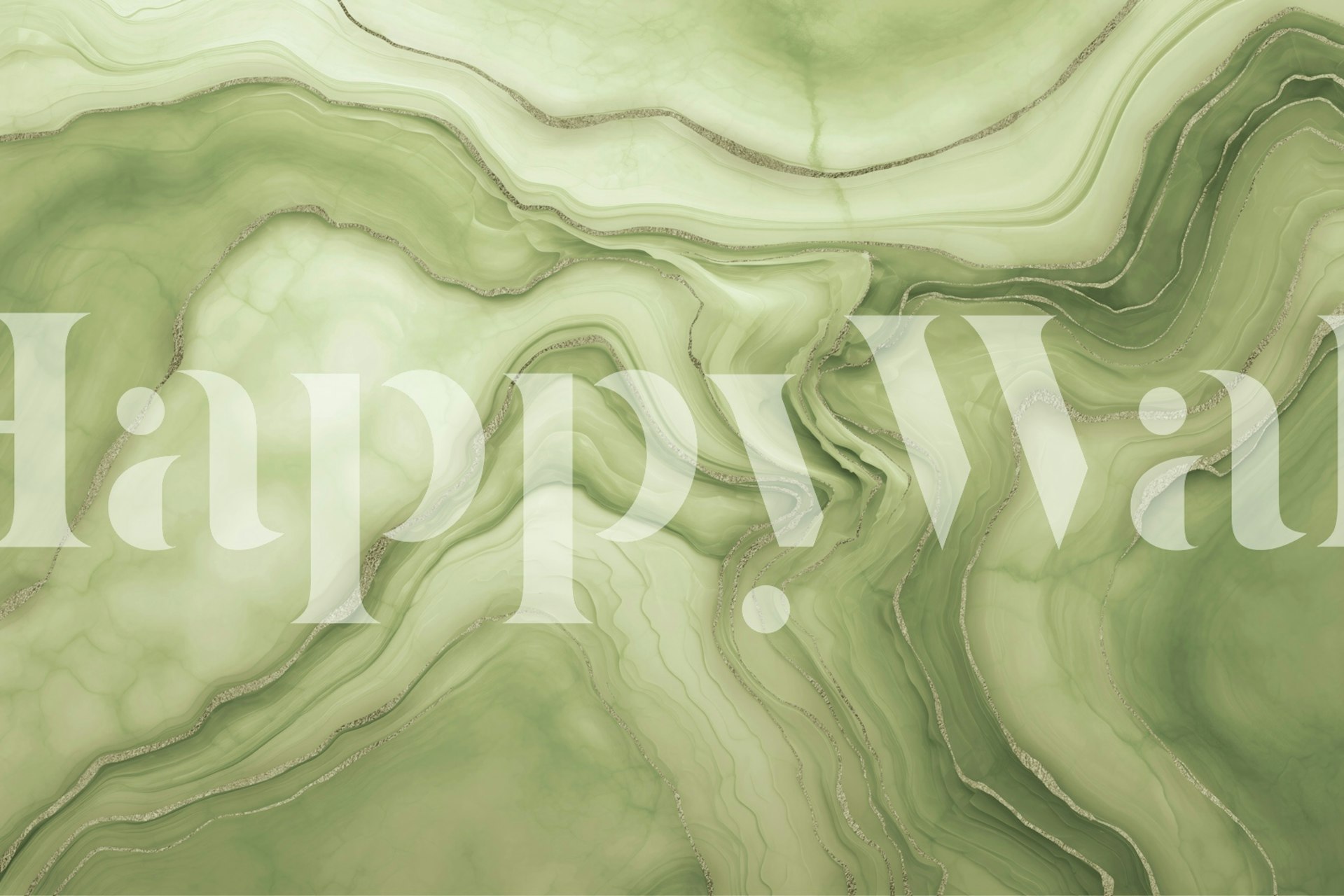 Green abstract marble design with flowing patterns wallpaper