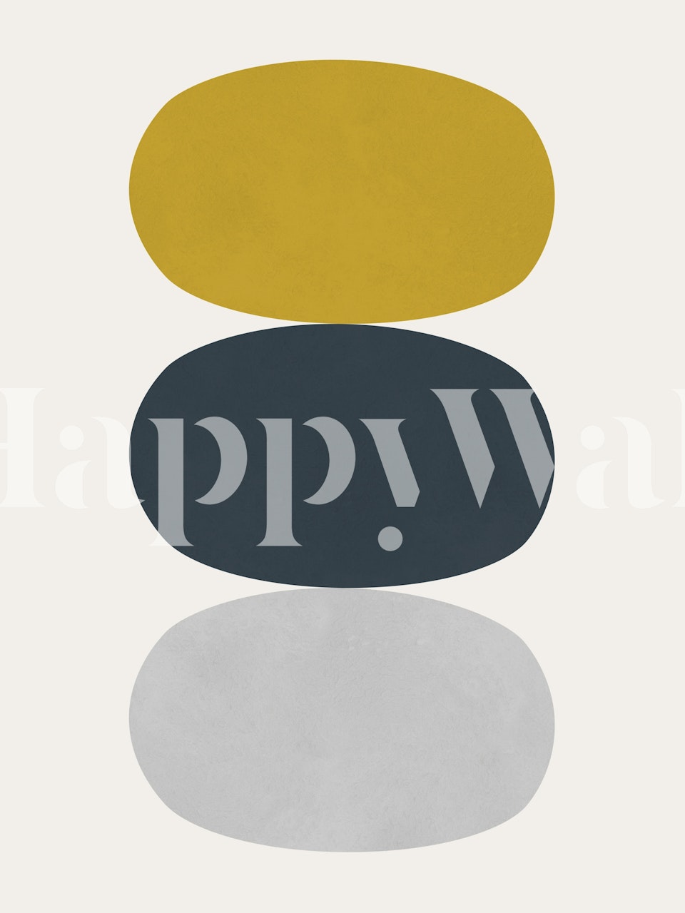 Yellow, navy, and gray oval shapes on light background wallpaper
