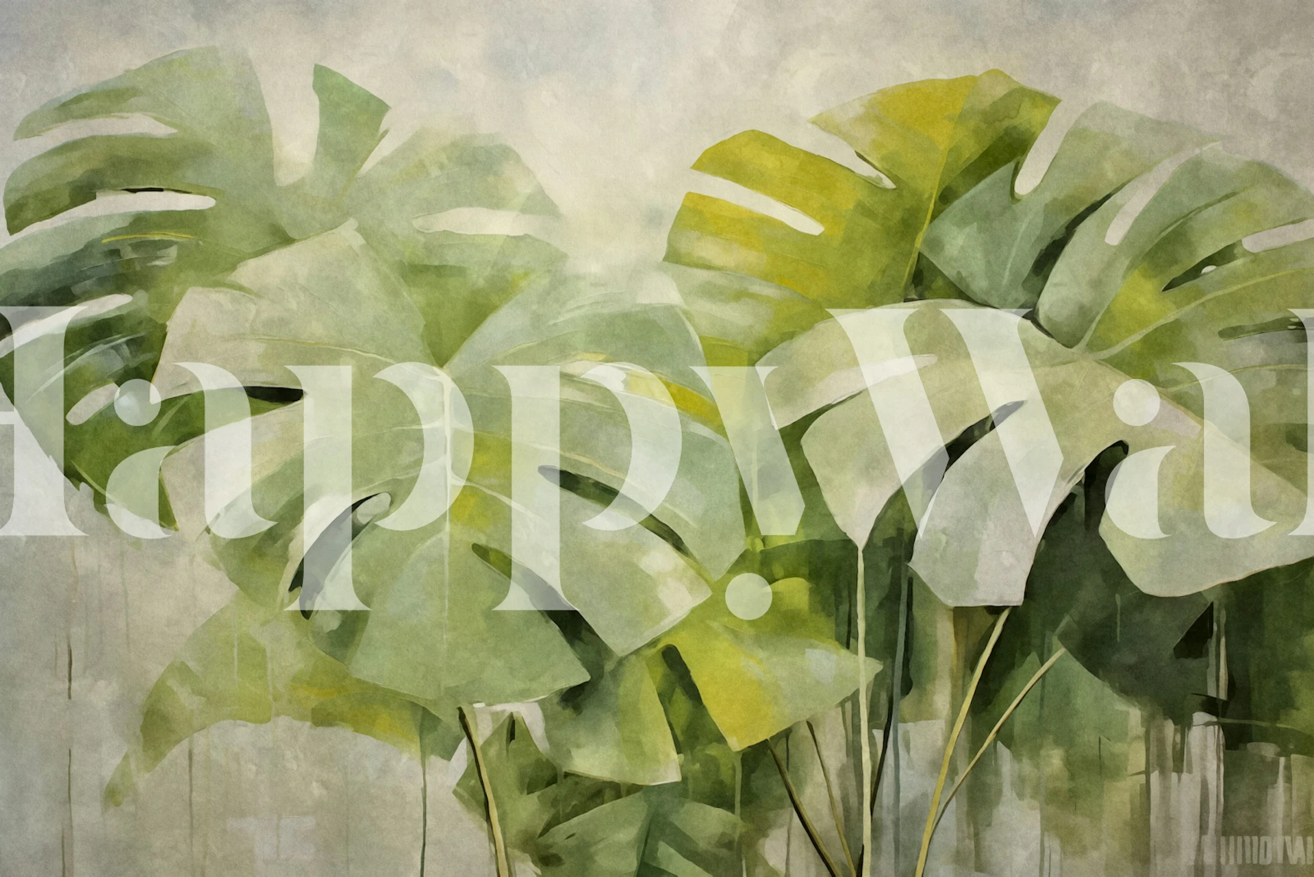 Lush green Monstrea wallpaper in a room