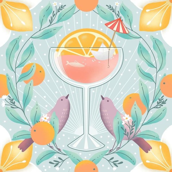 summer cocktail in the garden - skyblue