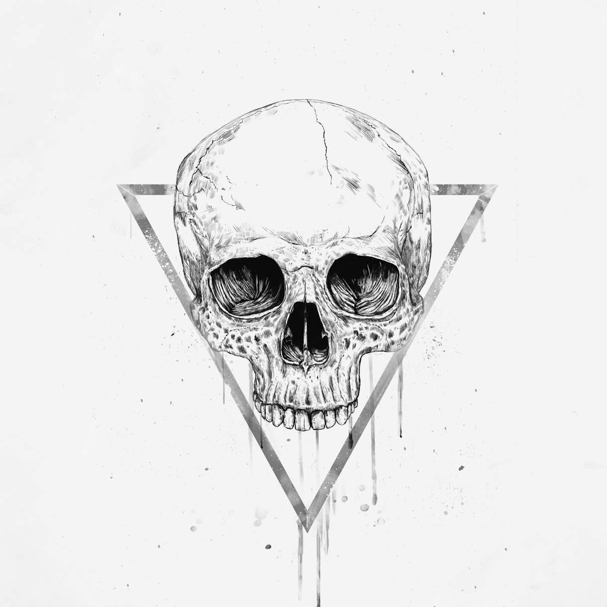 Skull in a triangle (bw) wallpaper - Happywall