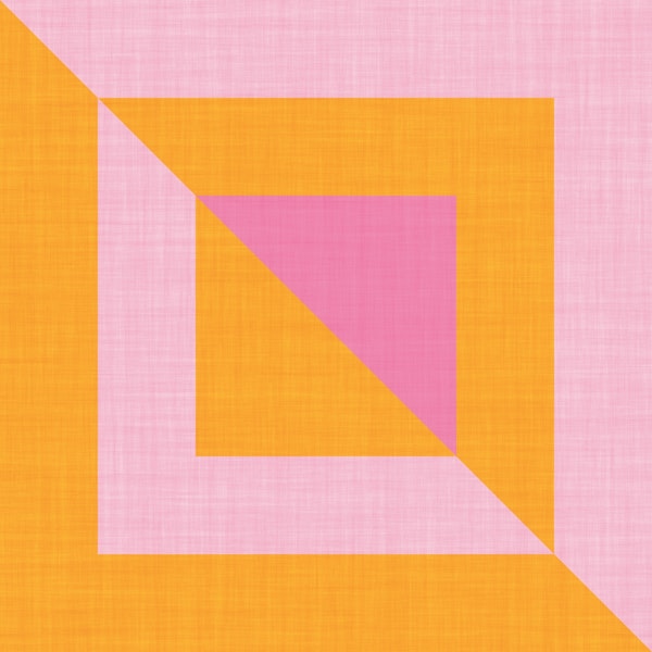 Mid Century Geometric Square Pink and Orange