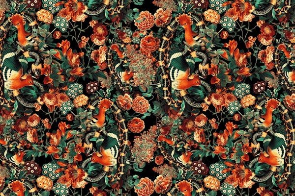 Birds and Snake Floral Pattern