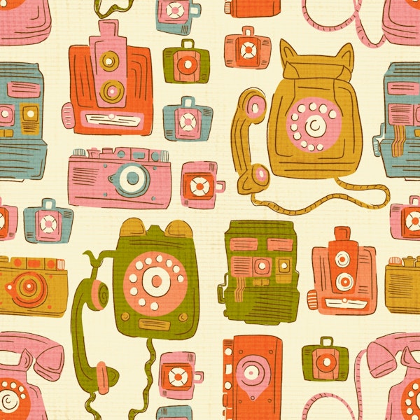 Retro Vintage phones and cameras