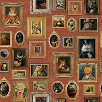 Ancient Fluffy Famous Cats Portraits Brown ταπετσαρία