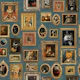 Ancient Fluffy Famous Cats Portraits Teal
