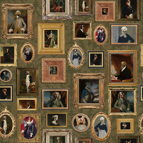 Famous Dogs Museum Wall Sage Green