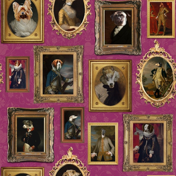 Famous Dogs Museum Wall Magenta Pink