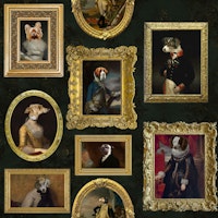 museum of whimsical animals - dark green behang