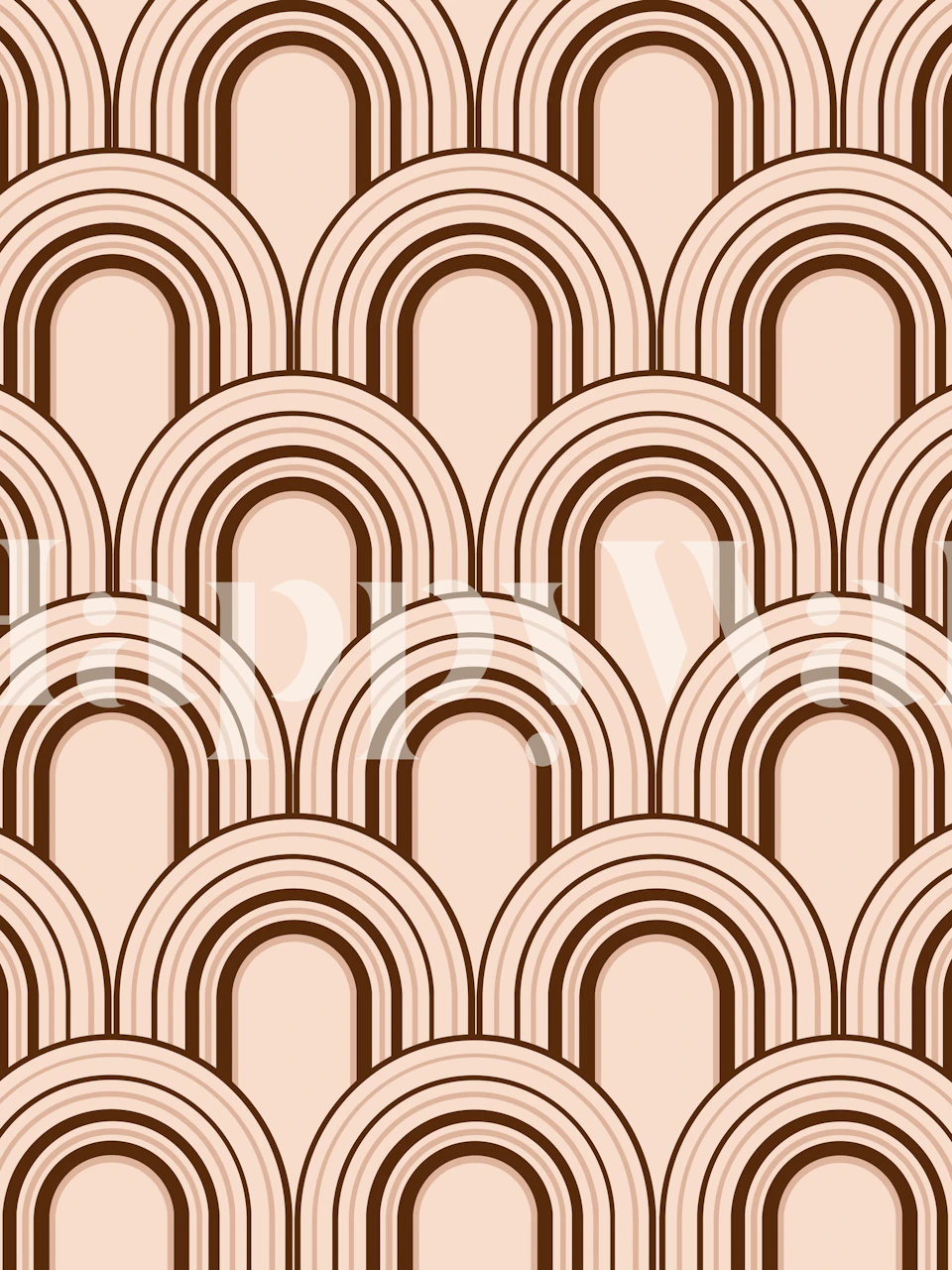 Rainbow Arch Abstract Wave 1 tapet med återkommande bågmönster i bruna nyanser.