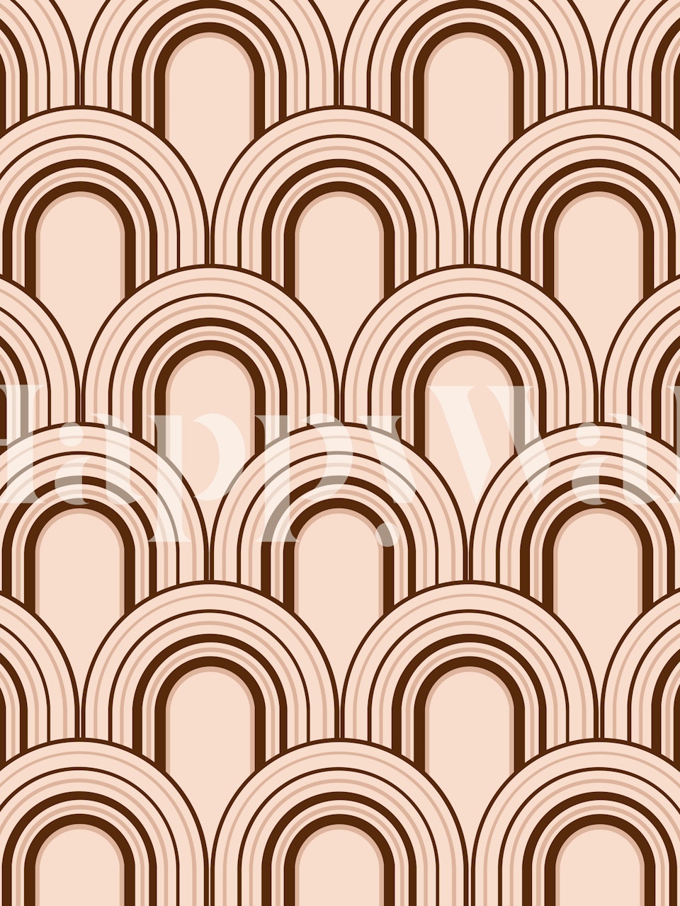 Geometric rainbow arches in soft pink and brown wallpaper