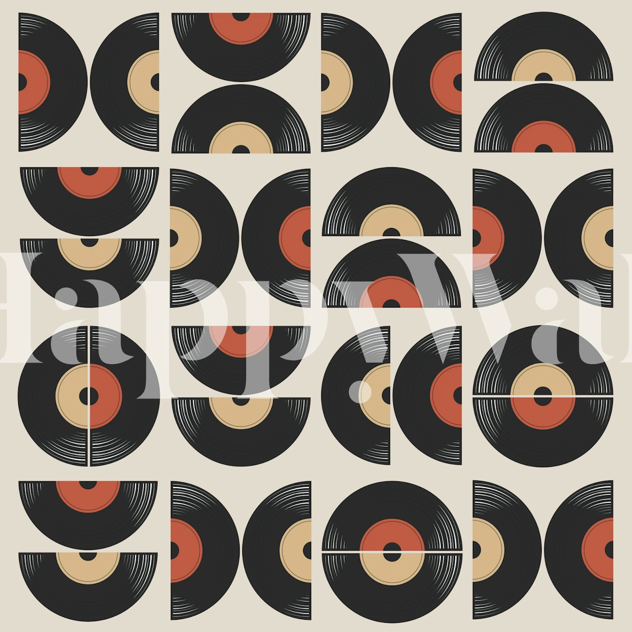 Mid Century Bauhaus Music wallpaper in a room