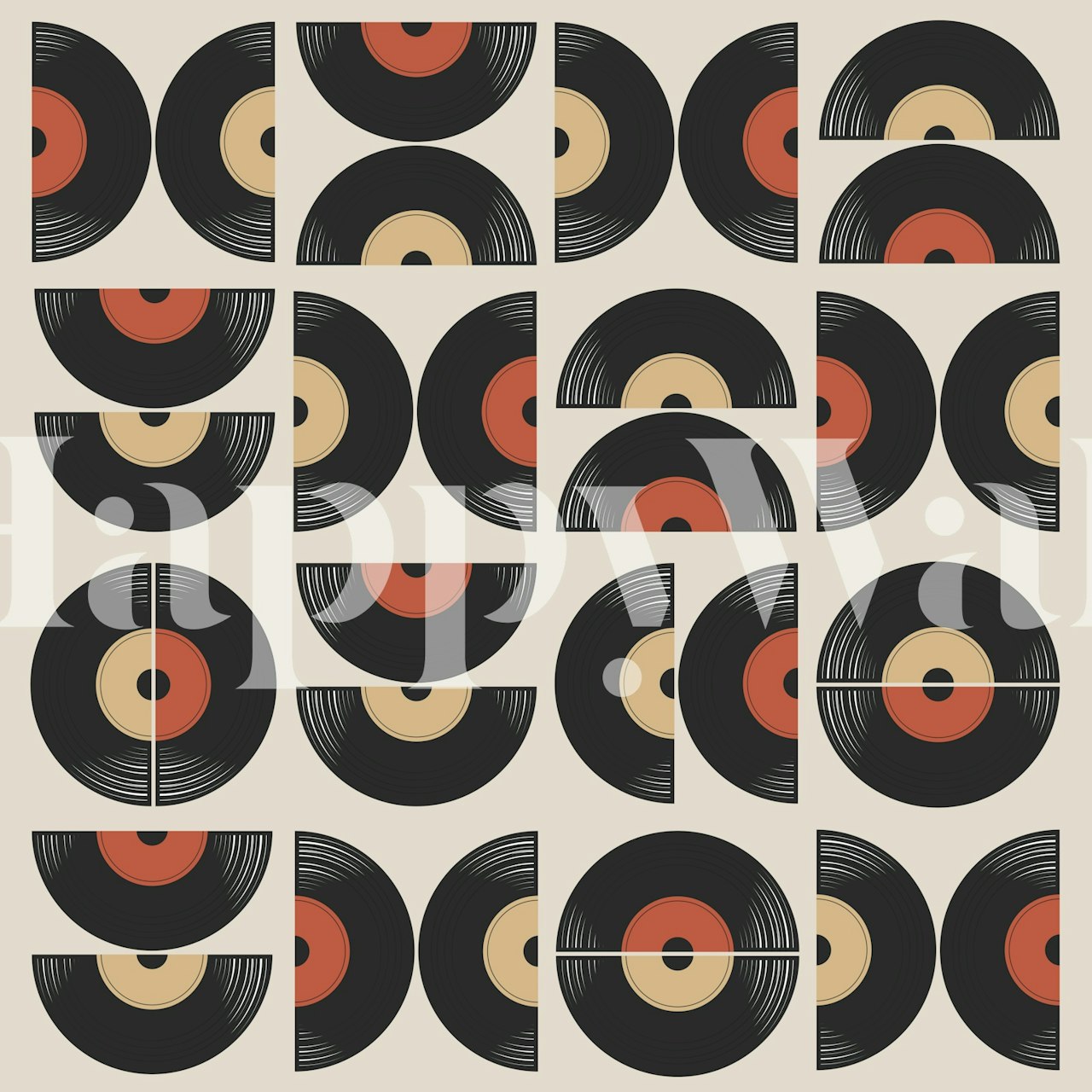 Mid Century Bauhaus Music wallpaper in a room