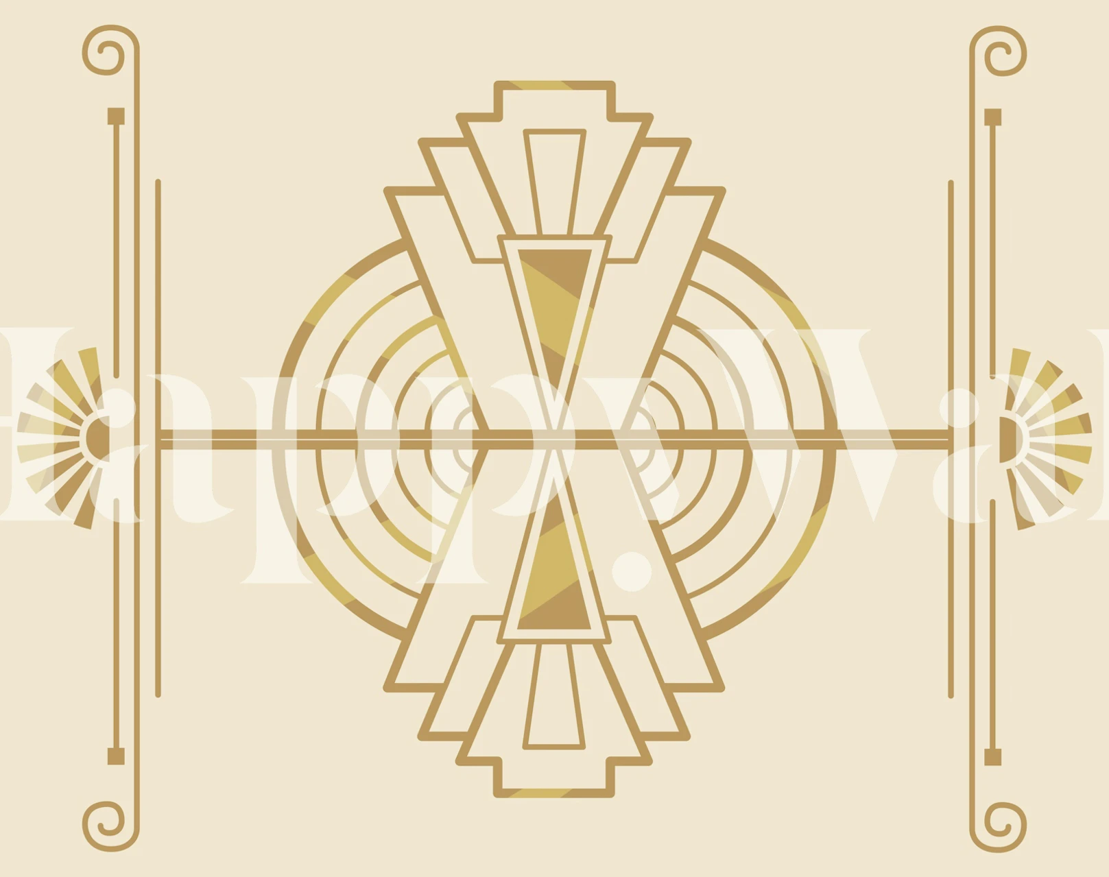 Art Deco Vintage Geo wallpaper displayed in a room