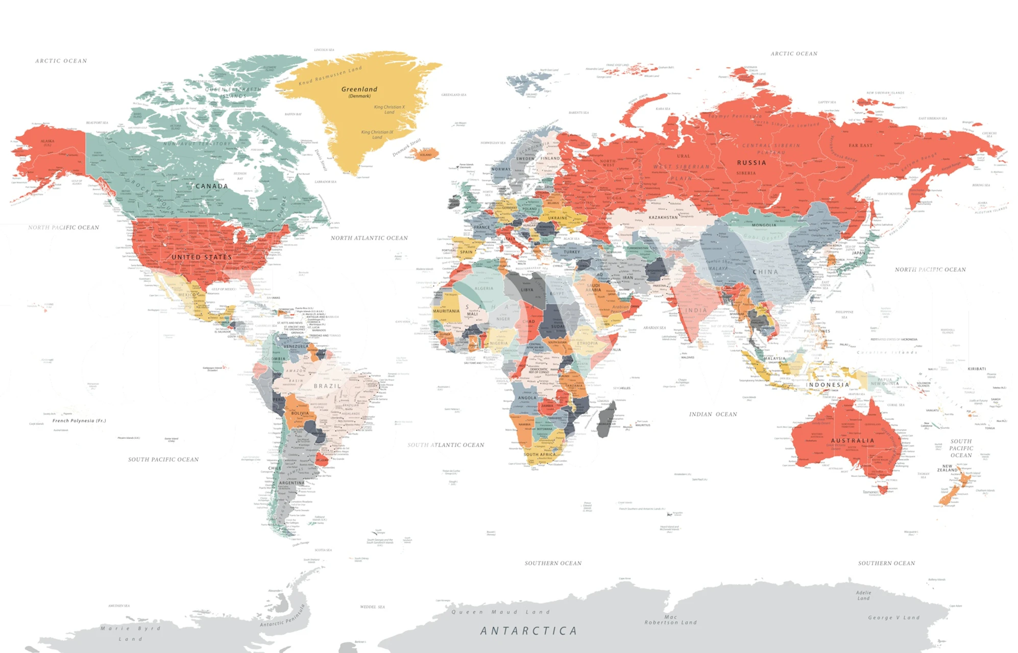 Colorful world map design with geographic details wallpaper