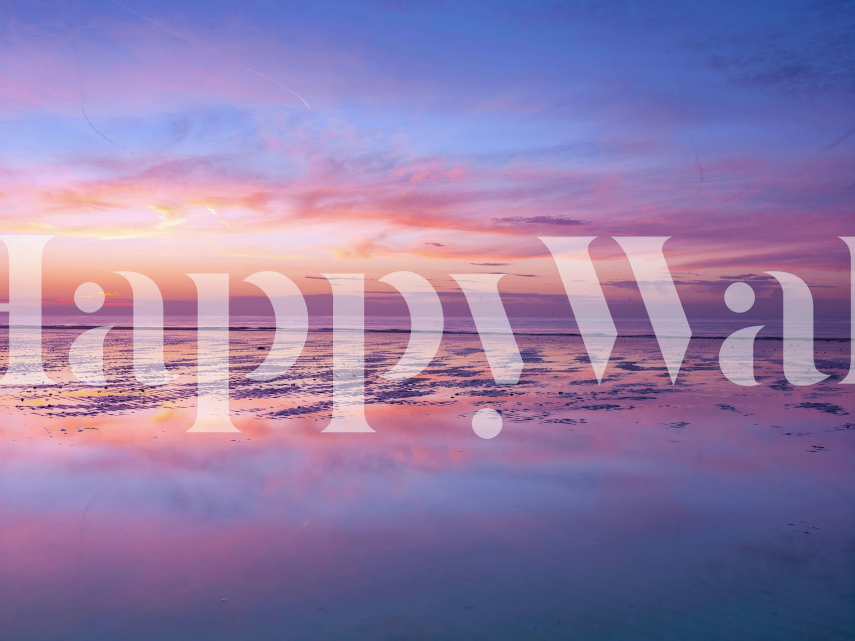 Ocean sunset scene with purple and blue hues wallpaper