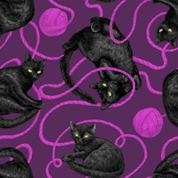 Black cats and balls of yarn,pink and magenta papiers peint