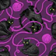 Black cats and balls of yarn,pink and magenta