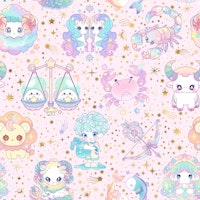 Cute Kawaii Zodiac 2 pastel pink carta da parati